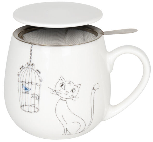 Sieve and cover Cats and Birds Snuggle mug