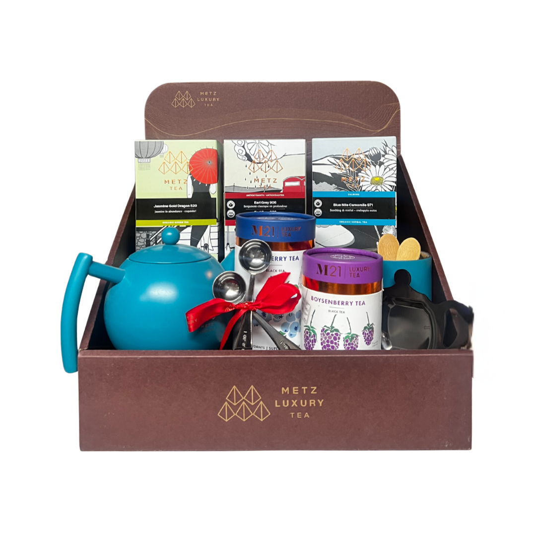 Peacock Holiday Teapot Hamper Gift Box Set