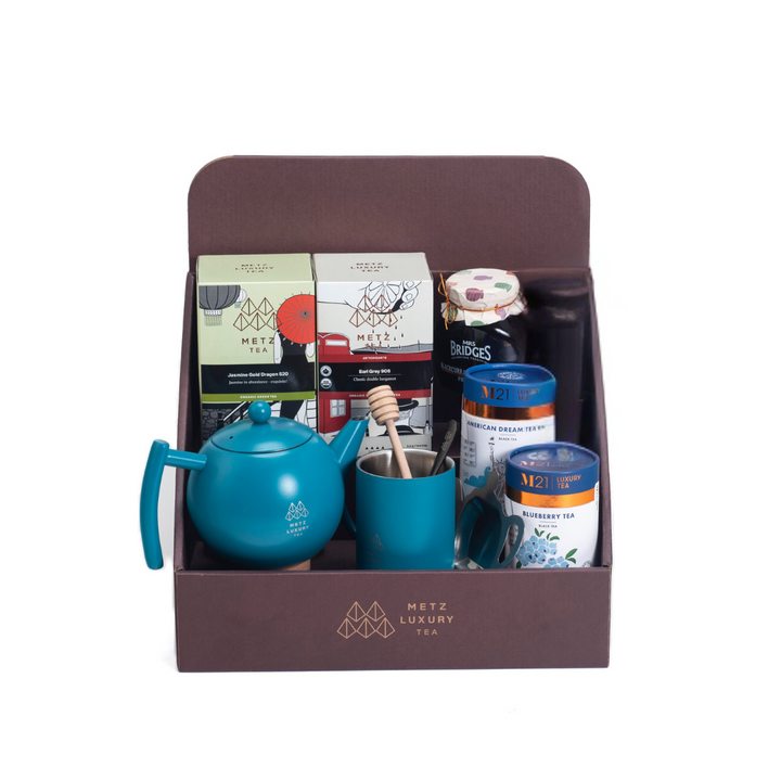 Peacock Holiday Teapot Hamper Gift Box Set